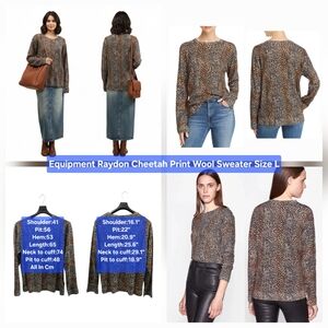 Equipment Raydon Cheetah Print Wool Sweater Size L